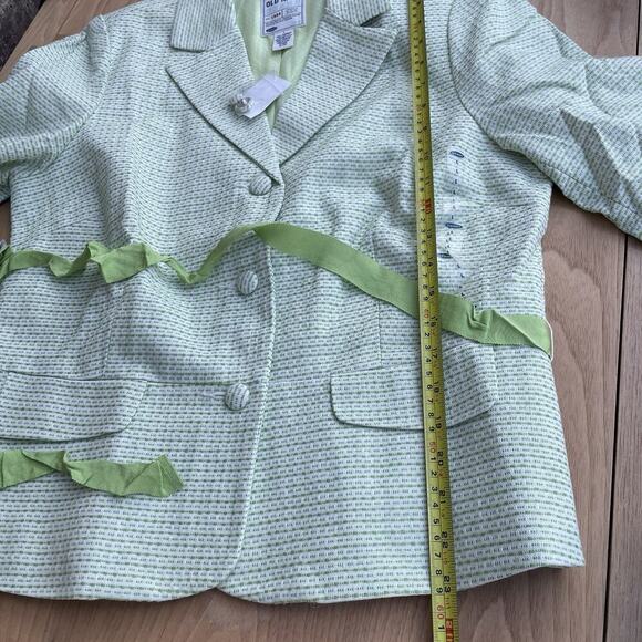 VTG‎ Old Navy Blazer Womens L Jacket Y2K Brat Green Career Coat Bow Ribbon - Picture 7 of 7
